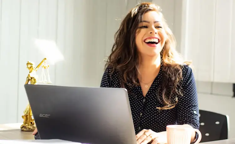 A laughing student girl